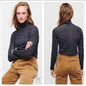 J Crew Tissue Turtleneck Top in Polka Dots